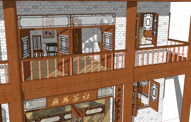 Sketchup古建筑模型|多层茶楼，古建，中式风格