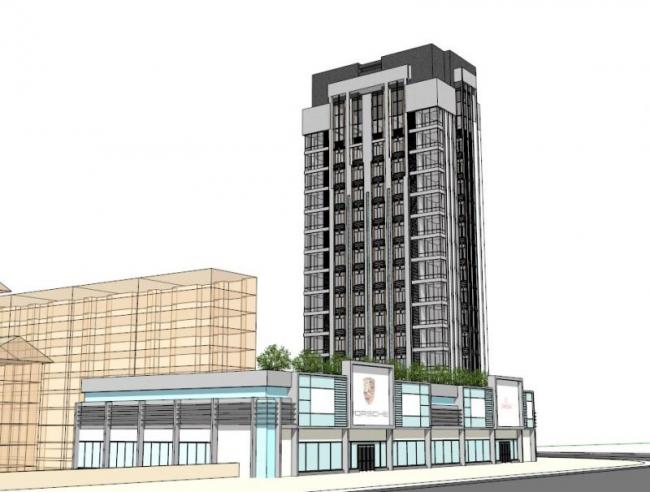 Sketchup办公模型|高层办公楼，底层商业，现代风格