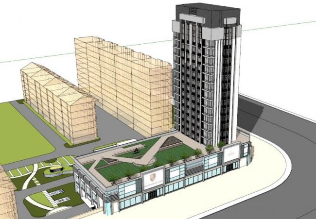 Sketchup办公模型|高层办公楼，底层商业，现代风格