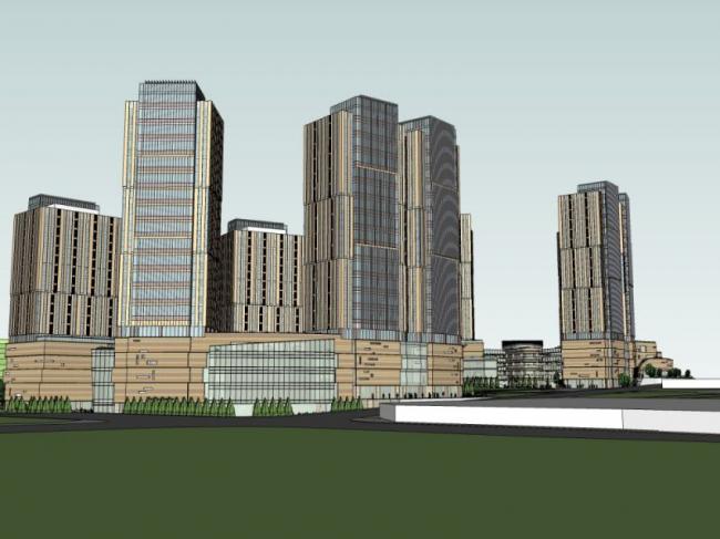 Sketchup综合体模型|高层商业综合体，现代风格