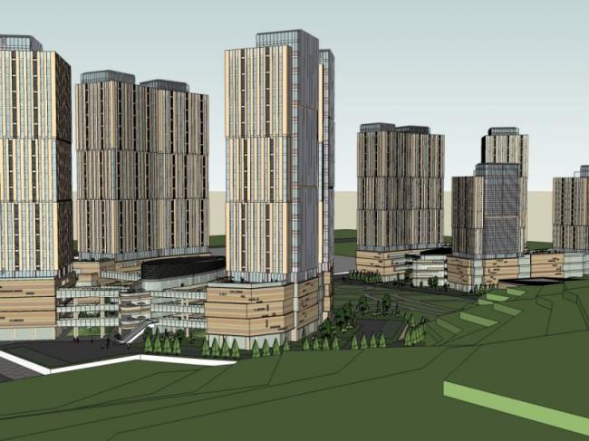 Sketchup综合体模型|高层商业综合体，现代风格