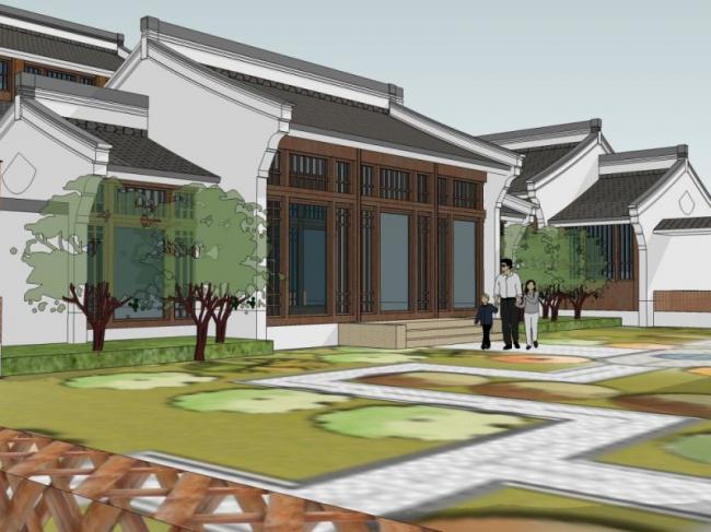 Sketchup商业模型|多层会所，现代中式风格