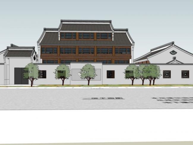 Sketchup商业模型|多层会所，现代中式风格