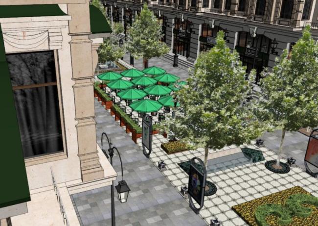 Sketchup商业模型|多层步行街商业街，欧式古典风格