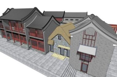 Sketchup古建筑模型|多层卷棚顶古建筑群，中式风格-BIM建筑网