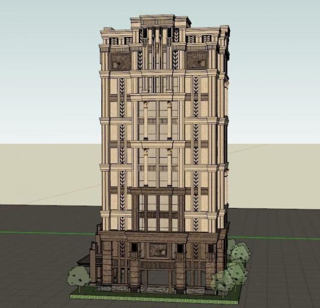 Sketchup住宅模型|高层住宅，古典风格