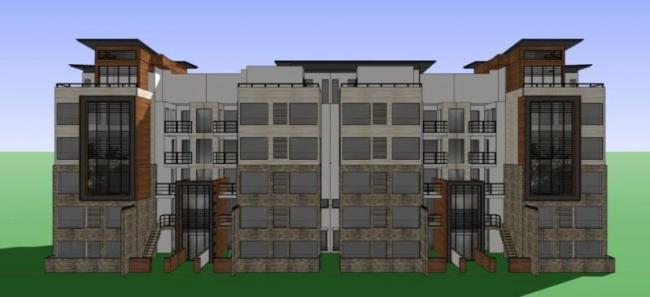 Sketchup住宅模型|联排住宅，多层，现代风格