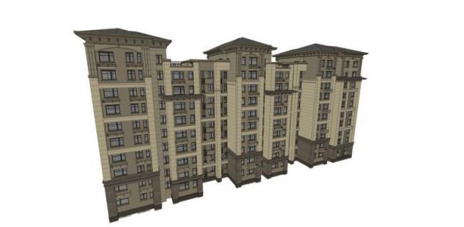 Sketchup住宅模型|多层住宅，古典风格