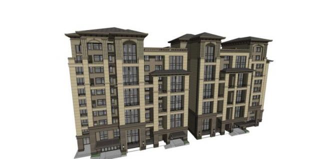 Sketchup住宅模型|多层住宅，古典风格