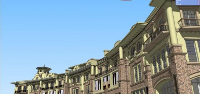Sketchup商业模型|小区商业街，多层，西班牙古典风格