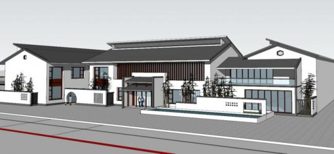 Sketchup商业模型|会所，现代中式风格