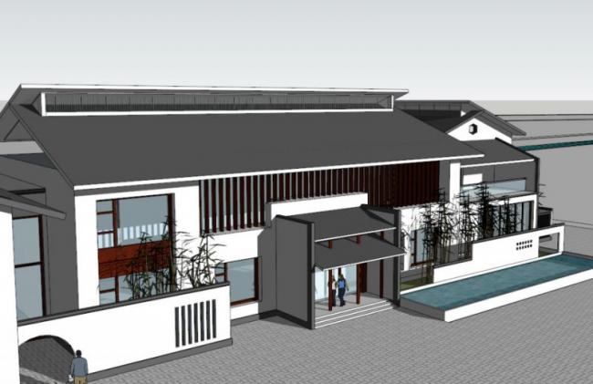 Sketchup商业模型|会所，现代中式风格