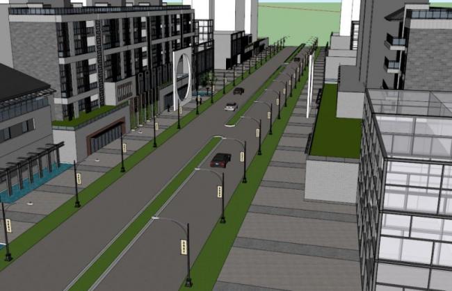 Sketchup商业模型|多层商业街，现代中式风格