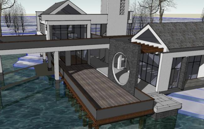 Sketchup商业模型|低层休闲会所，中式风格