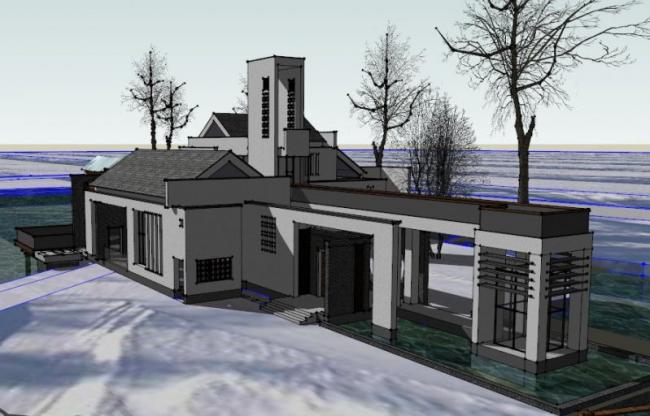 Sketchup商业模型|低层休闲会所，中式风格