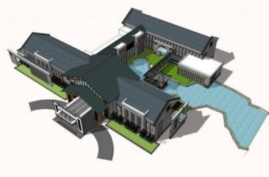 Sketchup文化模型|多层徽派接待中心，文化建筑，中式风格-BIM建筑网