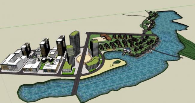 Sketchup住宅模型|办公楼和别墅区，现代风格，33层