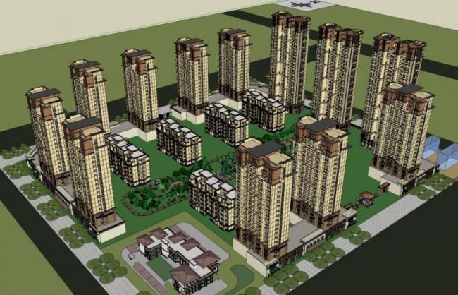 Sketchup住宅模型|高层住宅多层住宅，居住建筑，古典风格
