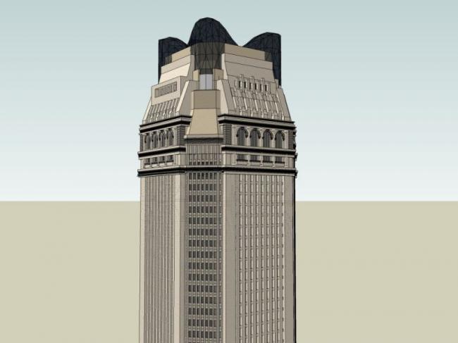 Sketchup办公模型|高层办公楼，古典风格