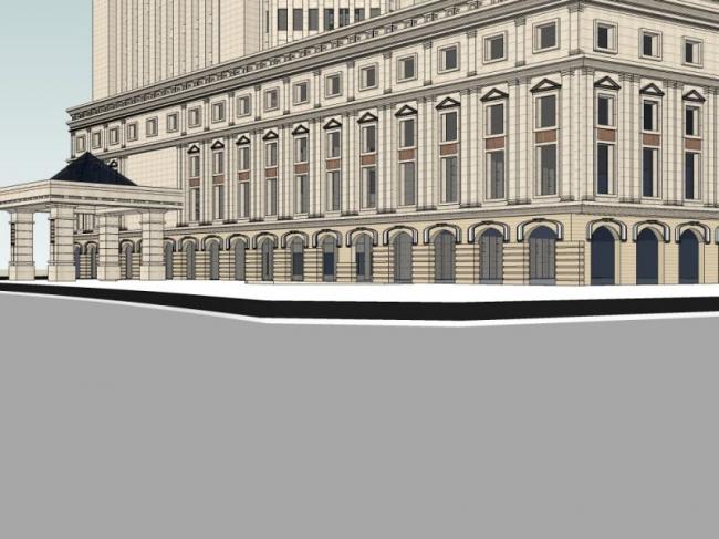 Sketchup办公模型|高层办公楼，古典风格