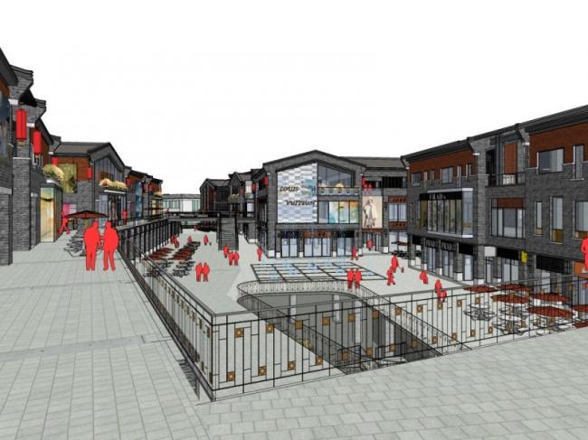 Sketchup商业模型|多层商业街，现代中式风格