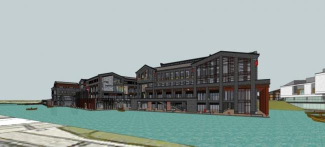 Sketchup商业模型|多层商业街，现代中式风格