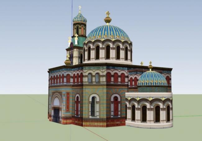 Sketchup文化模型|多层教堂，文化建筑，古典风格