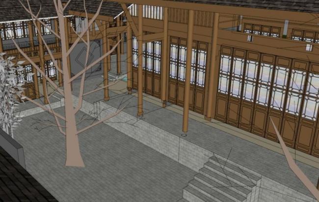 Sketchup住宅模型|中式落院，低层