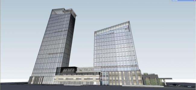 Sketchup办公模型|超高层办公楼，现代风格