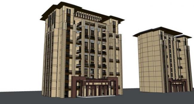 Sketchup住宅模型|多层住宅，平层，居住建筑，古典风格