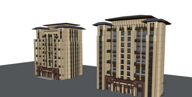 Sketchup住宅模型|多层住宅，平层，居住建筑，古典风格
