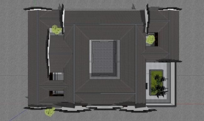Sketchup住宅模型|徽派民居，中式风格，内院