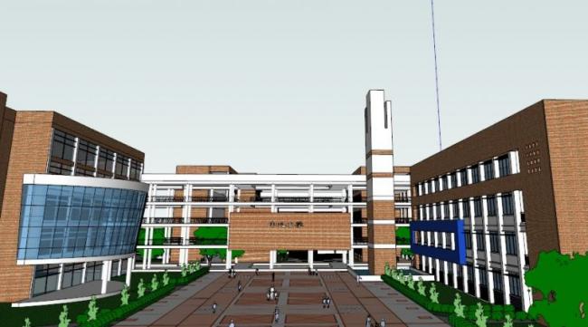 Sketchup学校模型|多层学校，校园教育建筑，现代风格