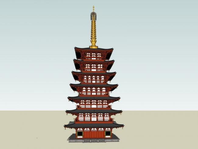 Sketchup古建筑模型|多层古塔，中式风格，古建