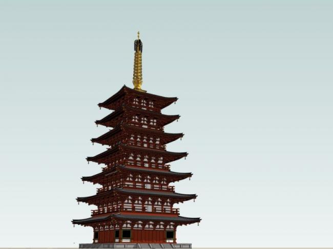 Sketchup古建筑模型|多层古塔，中式风格，古建