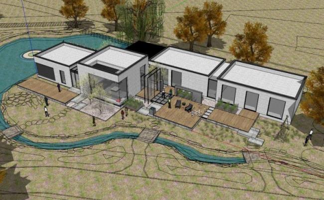 Sketchup商业模型|低层会所，现代风格