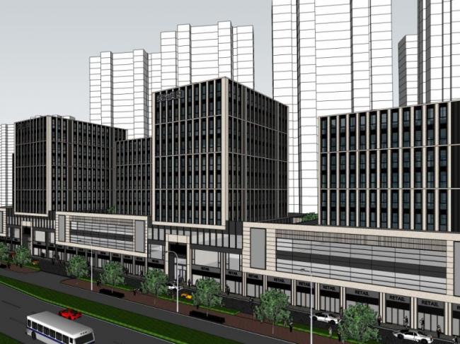 Sketchup综合体模型|多层商业综合体，现代风格