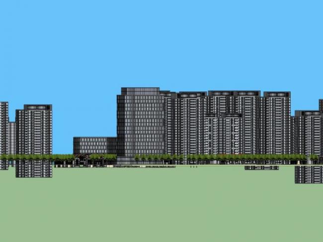Sketchup住宅模型|高层住宅小区，现代风格