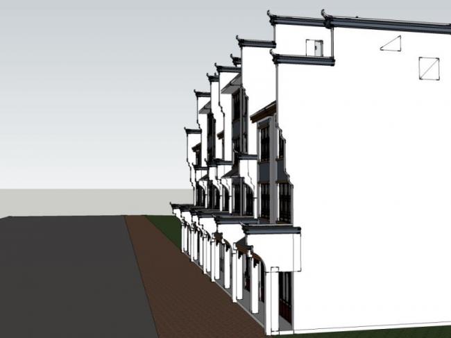 Sketchup住宅模型|徽派住宅，多层住宅