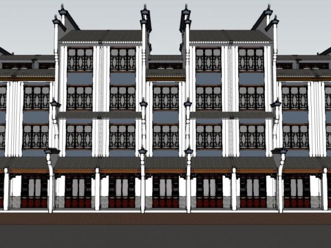 Sketchup住宅模型|徽派住宅，多层住宅