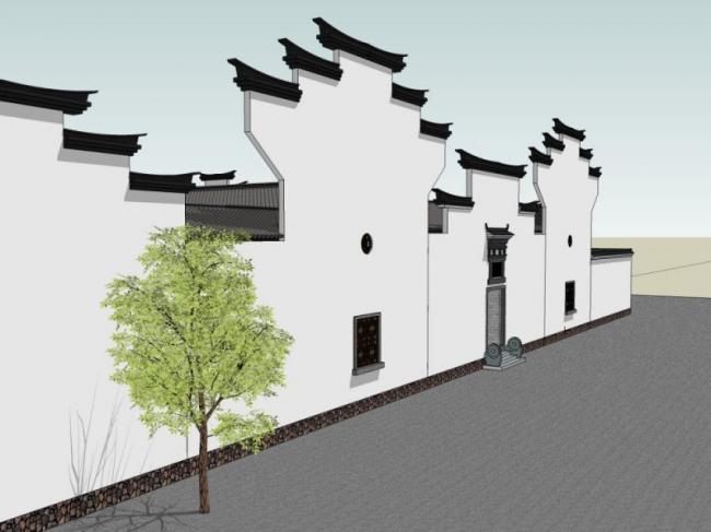Sketchup住宅模型|徽派民居，中式风格
