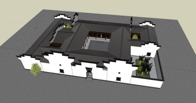 Sketchup住宅模型|徽派民居，中式风格