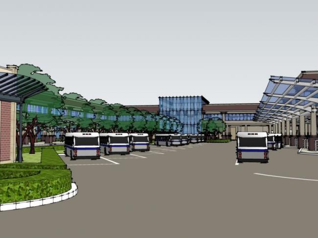 Sketchup车站路桥|多层汽车客运站，现代风格