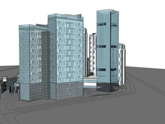 Sketchup综合体模型|超高层城市综合体，现代风格