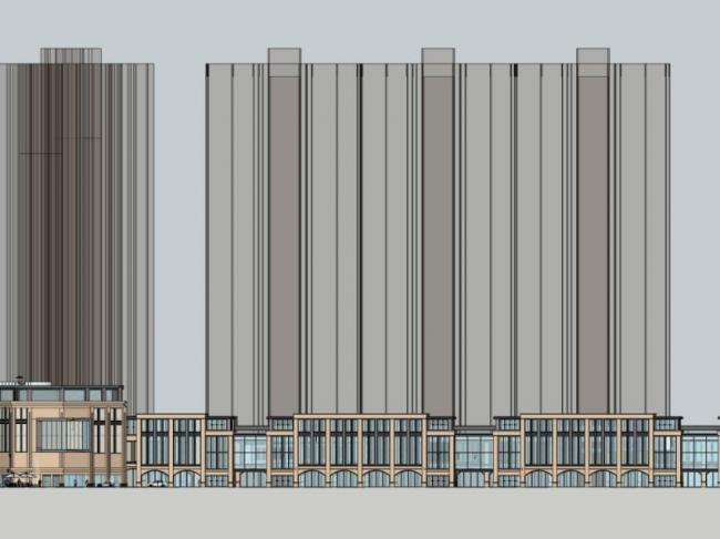 Sketchup商业模型|多层商业步行街，简欧风格