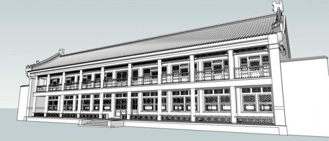 Sketchup住宅模型|仿古住宅，中式风格