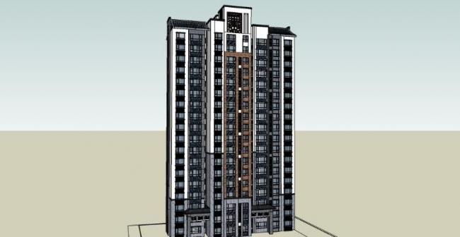 Sketchup住宅模型|高层住宅，现代中式风格