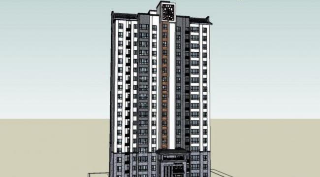 Sketchup住宅模型|高层住宅，现代中式风格