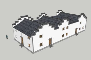Sketchup古建筑模型|多层祠堂，中式风格，古建-BIM建筑网