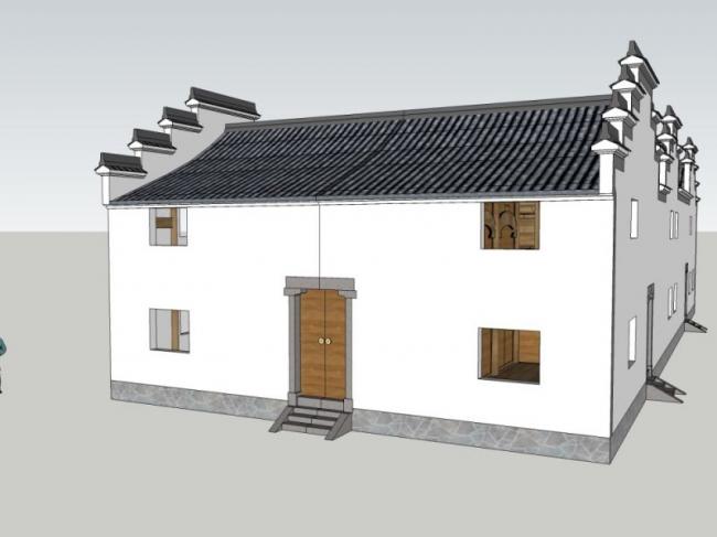 Sketchup古建筑模型|多层祠堂，中式风格，古建
